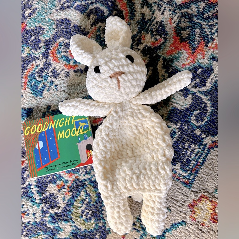 Goodnight Moon & Handmade Crochet Lovey Bunny Gift Set